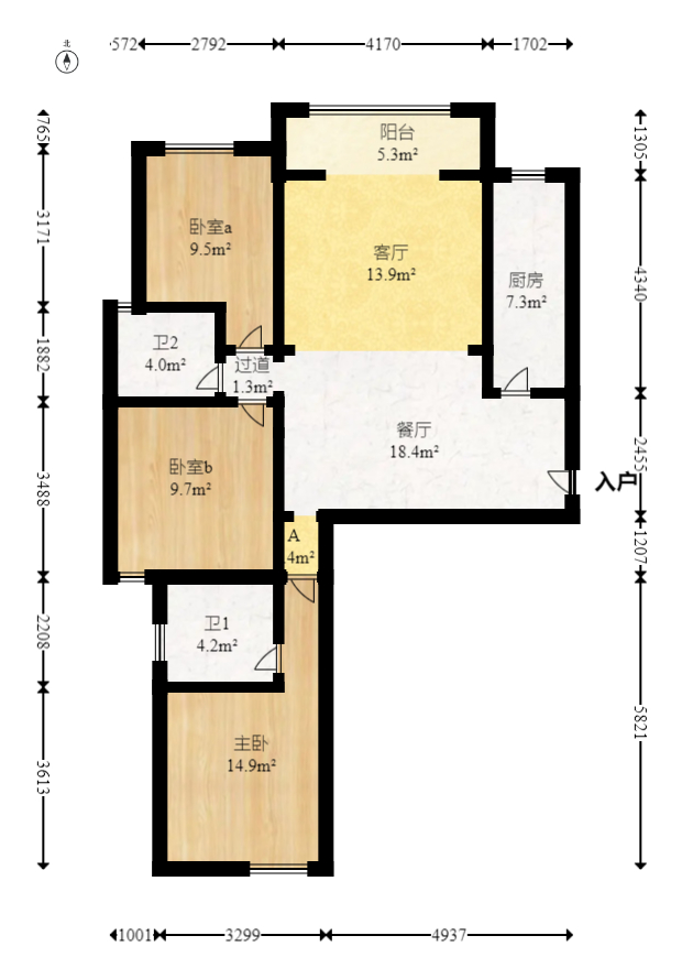 富基世纪公园 3室2厅2卫 58.0万 富基世纪公园 3室2厅2卫 58.0万户型图