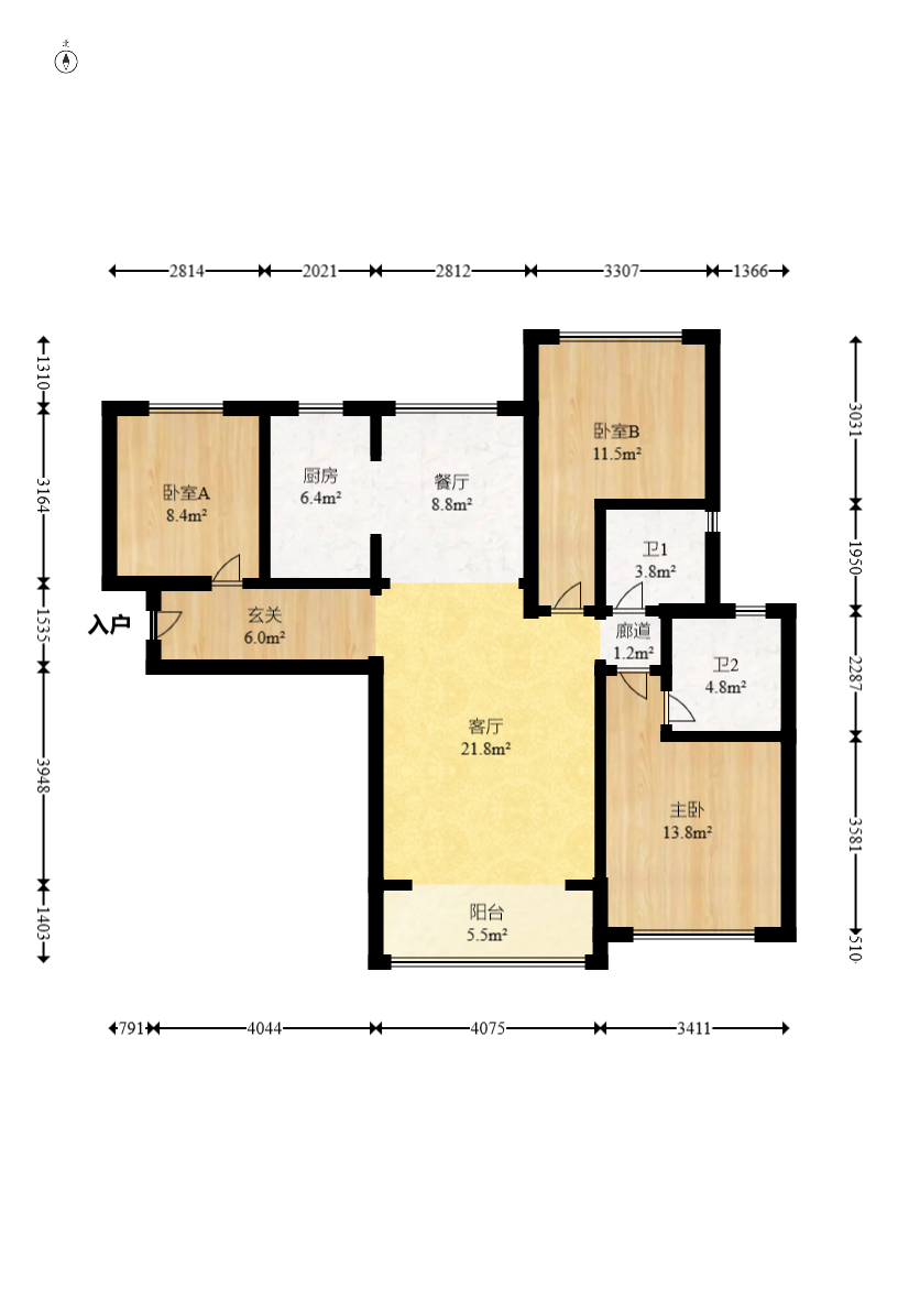南山十里天池  3室2厅2卫    90.0万 南山十里天池  3室2厅2卫    90.0万户型图