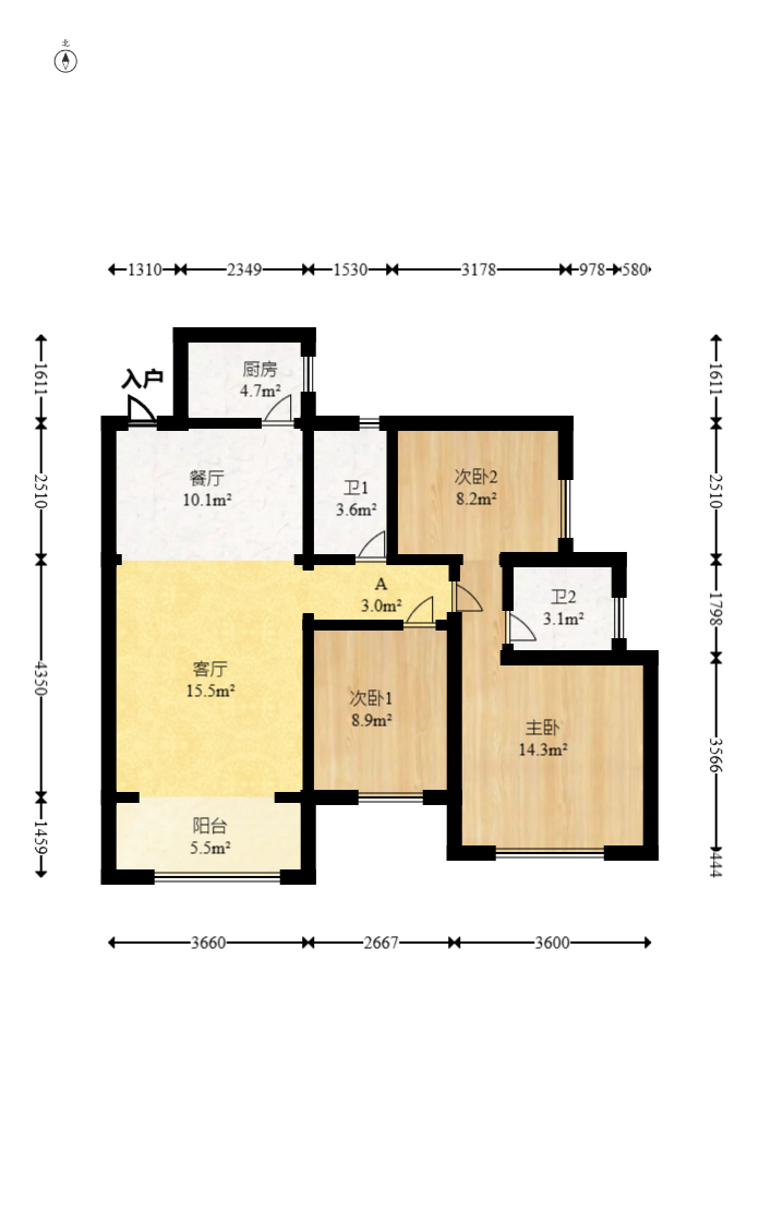 方略城市广场 3室2厅1卫 72.0万 方略城市广场 3室2厅1卫 72.0万户型图