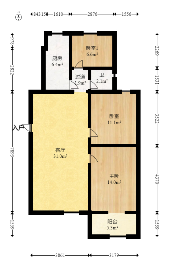 星典时代  3室2厅1卫   75.00万室内图1