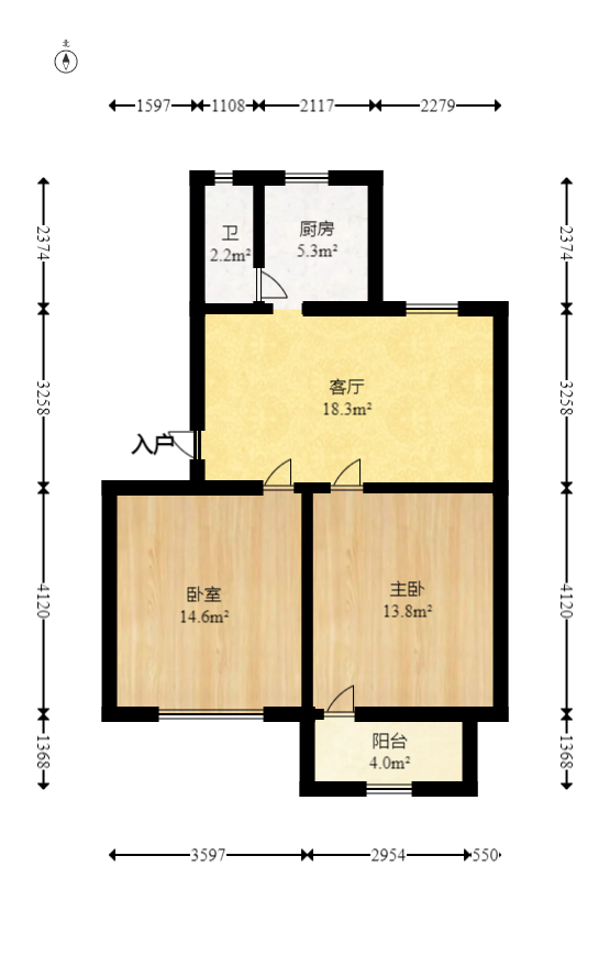 向韶村  2室2厅1卫   48.00万室内图1