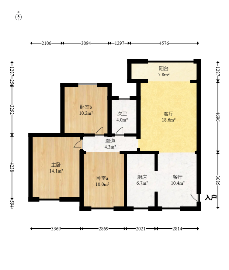 和润园三期 3室2厅1卫 78.0万 和润园三期 3室2厅1卫 78.0万户型图
