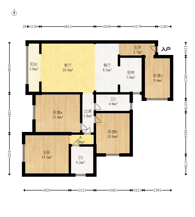 金富星城 3室2厅2卫 56.0万 金富星城 3室2厅2卫 56.0万户型图
