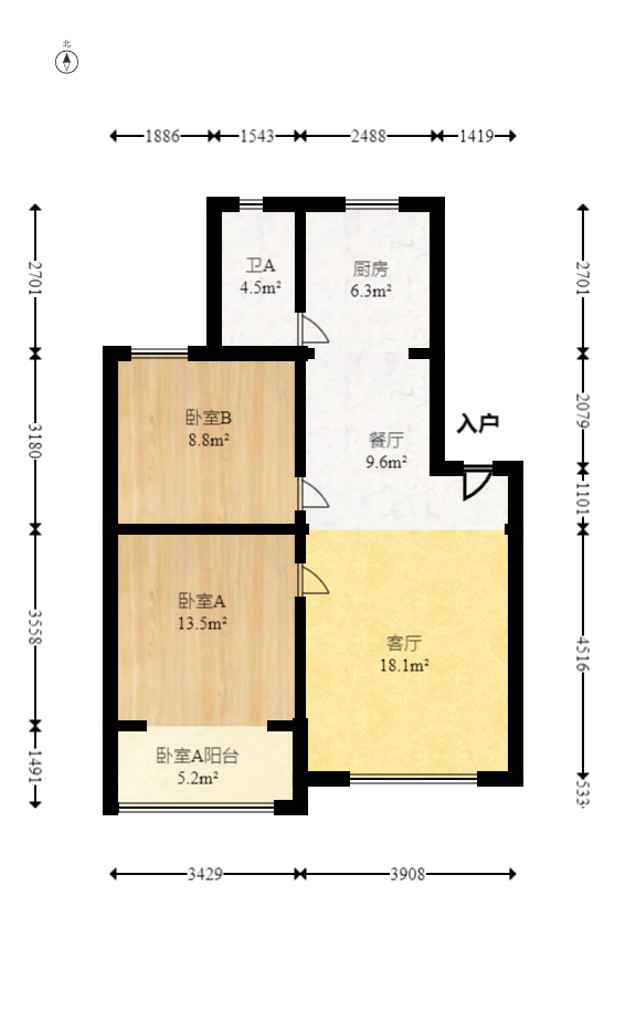 德润园  2室2厅1卫   62.80万室内图1