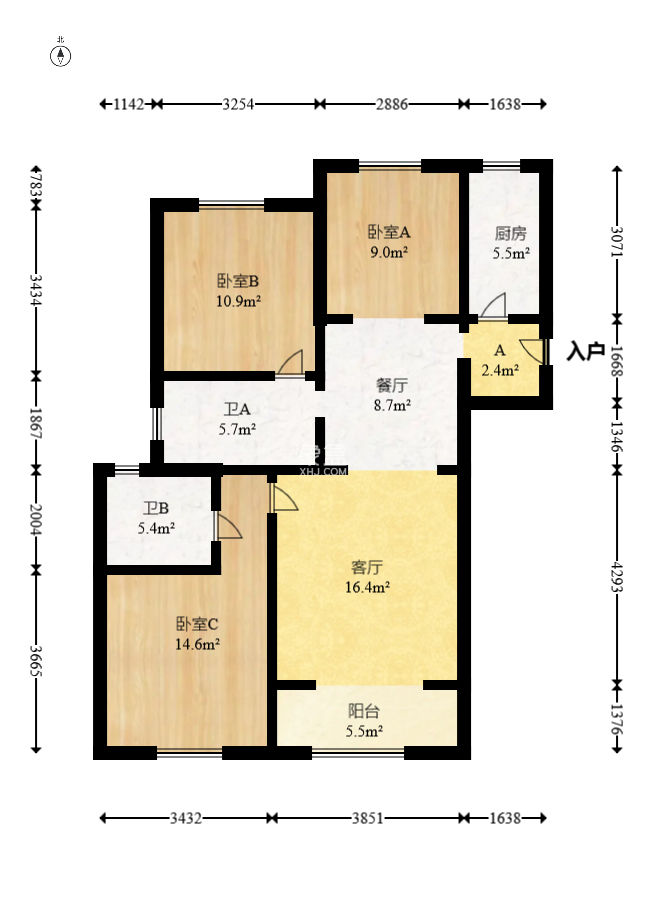 绿地新都会  3室2厅2卫   65.80万