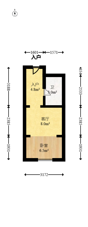 碧桂园城市之光  1室1厅1卫    21.68万室内图1
