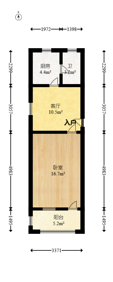 荷叶塘社区（雨花区）  1室1厅1卫   30.00万室内图1
