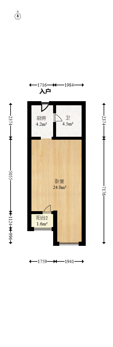 兰亭优壳（隽峰苑）  1室1厅1卫   29.00万室内图1