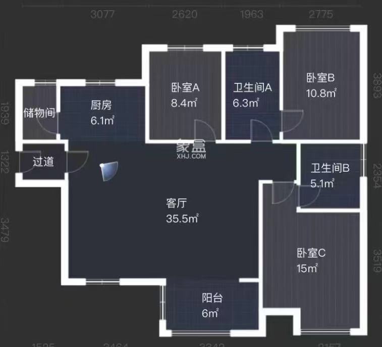 中泰财富湘江  3室2厅2卫   62.50万