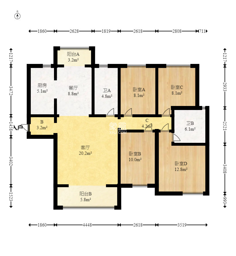 中建璟和城  4室2厅2卫   130.00万