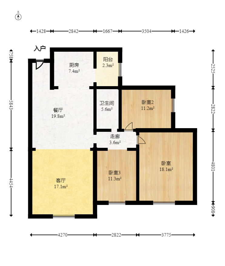方略潇邦  3室2厅1卫   59.00万室内图1