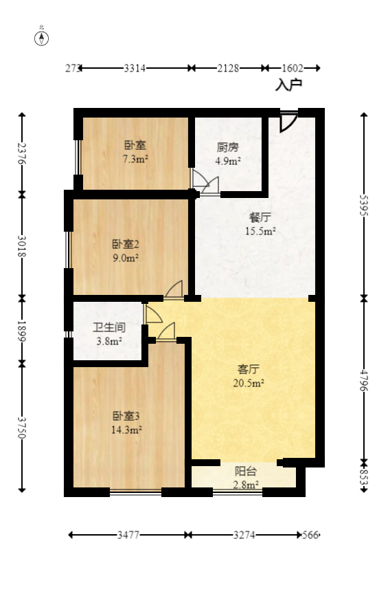 中欣楚天雅郡  2室2厅1卫   42.80万室内图1