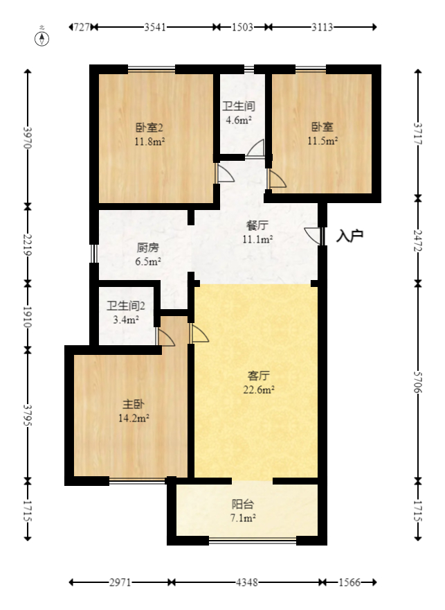 华远碧桂园海蓝城 3室2厅1卫 104.0万 华远碧桂园海蓝城 3室2厅1卫 104.0万户型图