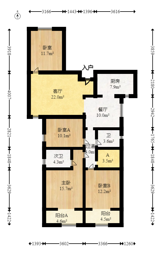 新长海广场  4室2厅2卫   79.80万室内图1
