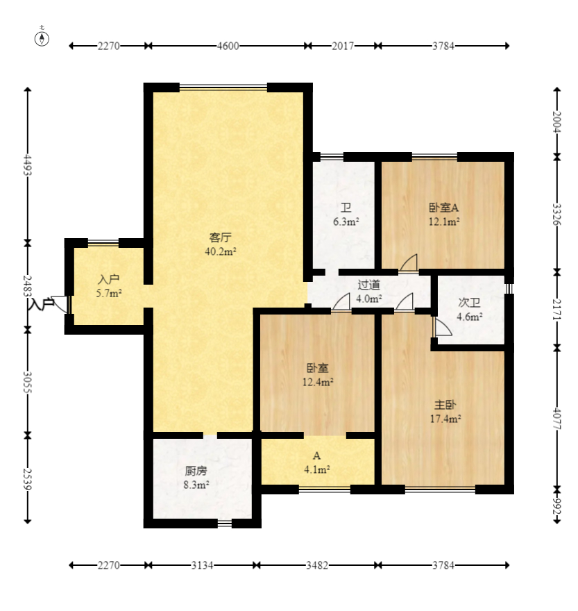 高林金三华邸 3室2厅2卫 46.8万 高林金三华邸 3室2厅2卫 46.8万户型图