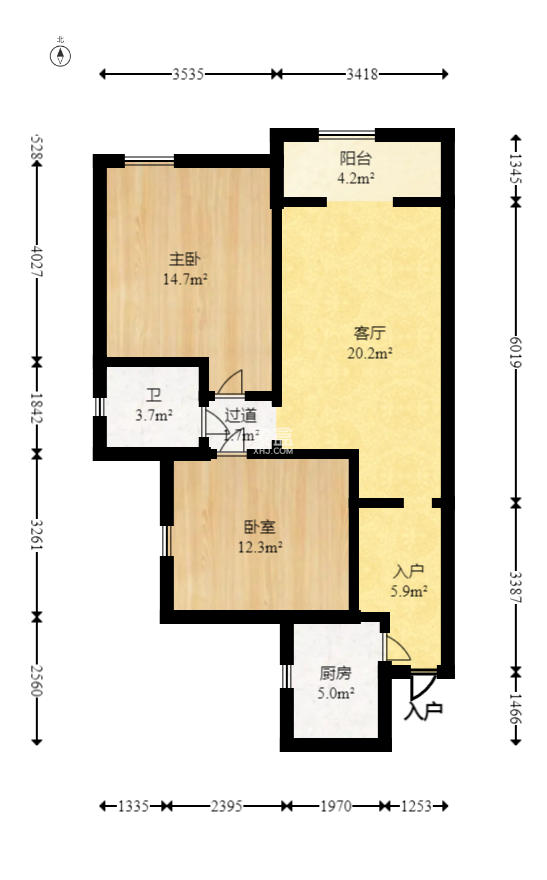水岸世景  2室1厅1卫    65.0万 水岸世景  2室1厅1卫    65.0万户型图
