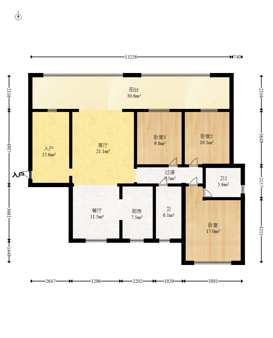 万象府台  4室2厅2卫   328.00万室内图1