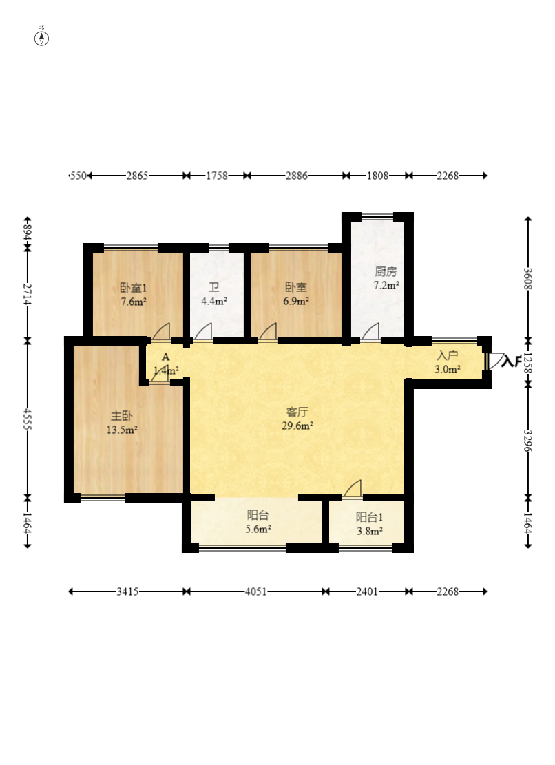 盛地春天里 3室2厅1卫 56.8万 盛地春天里 3室2厅1卫 56.8万户型图