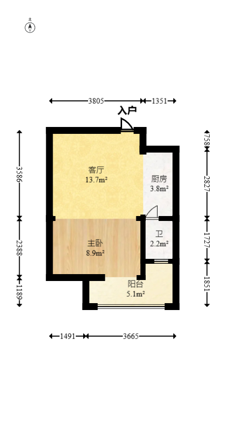 世景华庭  1室1厅1卫   22.00万室内图1