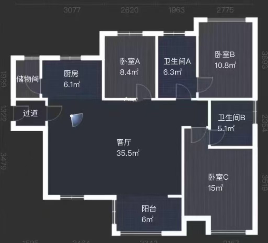 中泰财富湘江  3室2厅1卫   72.80万