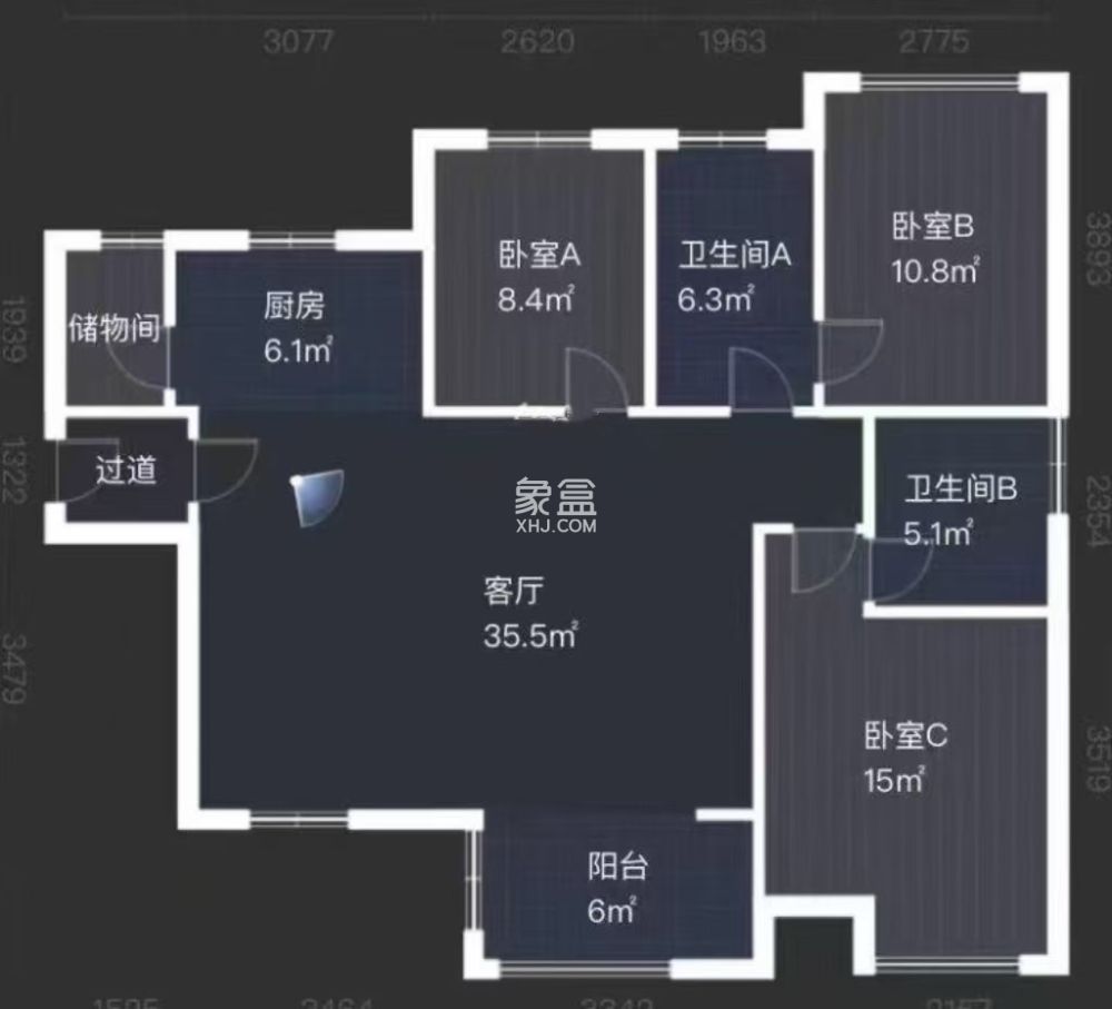 中泰财富湘江  3室2厅1卫    68.0万