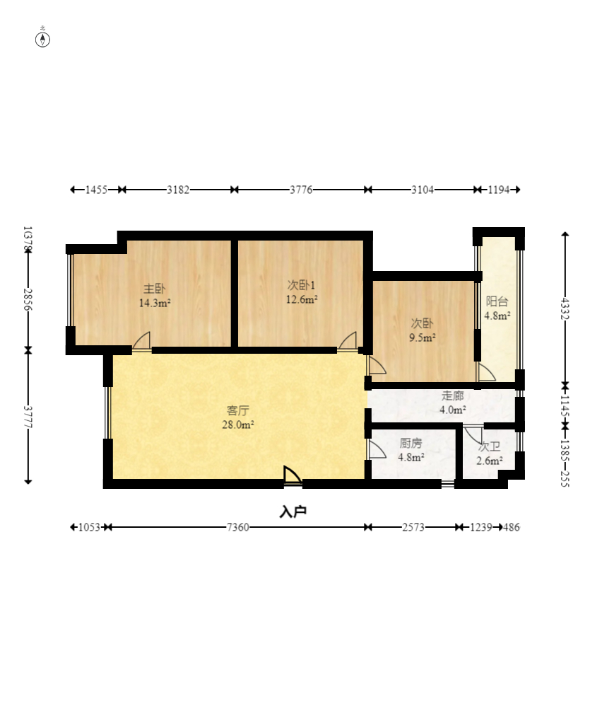 国贸新村 3室2厅1卫 103.0万 国贸新村 3室2厅1卫 103.0万户型图