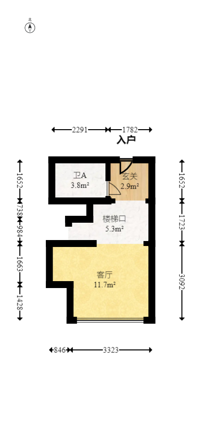 卓越中寰  2室1厅1卫    49.0万室内图1