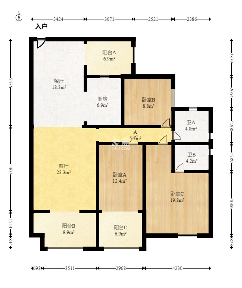 南郡明珠  3室2厅2卫   88.00万