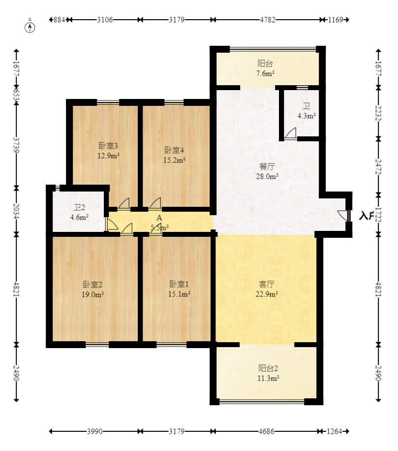 菁华源 4室2厅2卫 95.0万 菁华源 4室2厅2卫 95.0万户型图