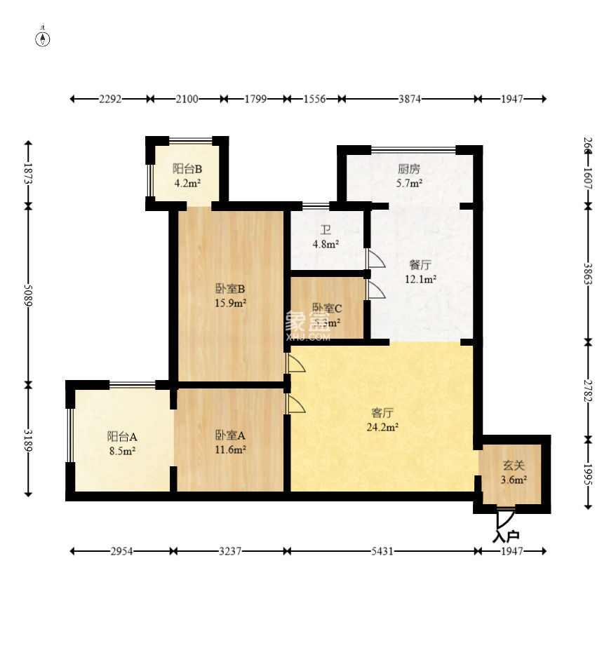 建鸿达现代城  3室2厅1卫   85.80万