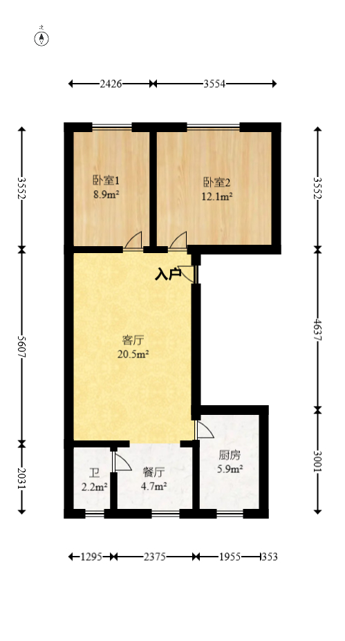 城东安置区(星城社区) 2室2厅1卫 38.5万 城东安置区(星城社区) 2室2厅1卫 38.5万户型图