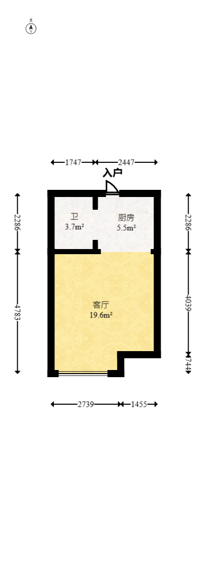 YO领域（领御大厦）  1室1厅1卫   34.00万室内图1