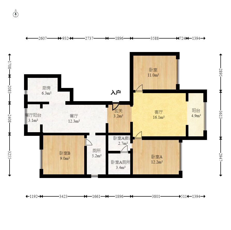 建发电建江山悦 4室2厅1卫 135.0万 建发电建江山悦 4室2厅1卫 135.0万户型图
