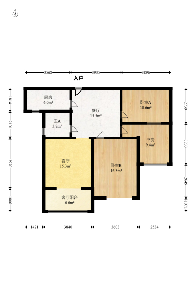 阳光丽城二期 3室2厅1卫 119.0万 阳光丽城二期 3室2厅1卫 119.0万户型图
