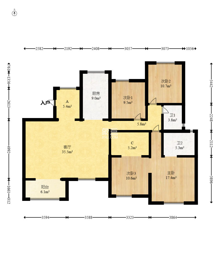 华润凤凰城一期 4室2厅2卫 120.0万 华润凤凰城一期 4室2厅2卫 120.0万户型图