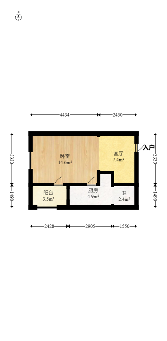 圆梦康乐城  1室1厅1卫   23.80万室内图1
