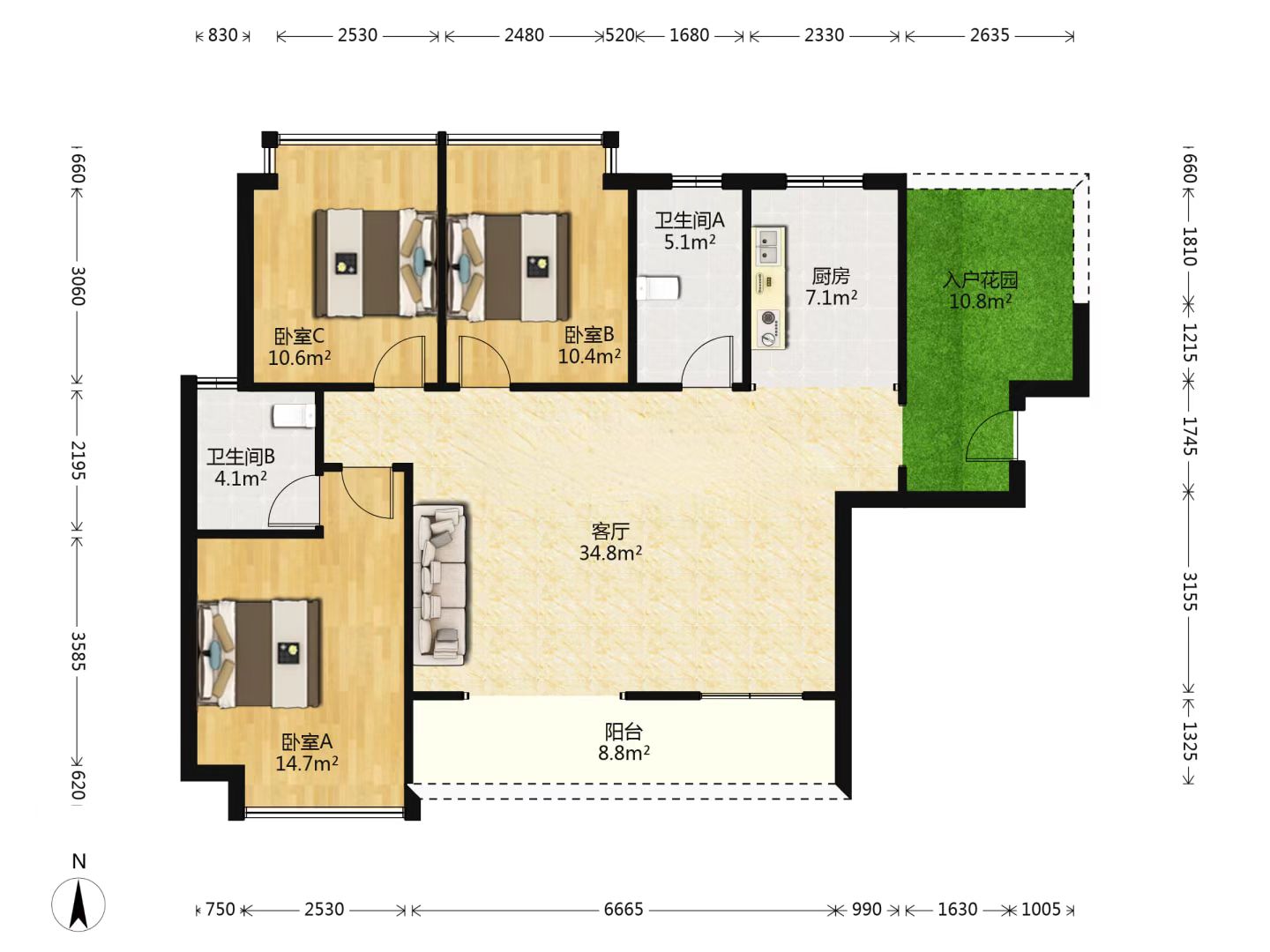 中房天玺湾 4室2厅2卫 58.8万 中房天玺湾 4室2厅2卫 58.8万室内图