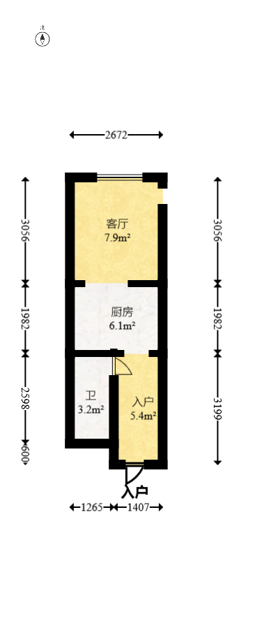 碧桂园翘楚棠  1室1厅1卫   28.80万室内图1