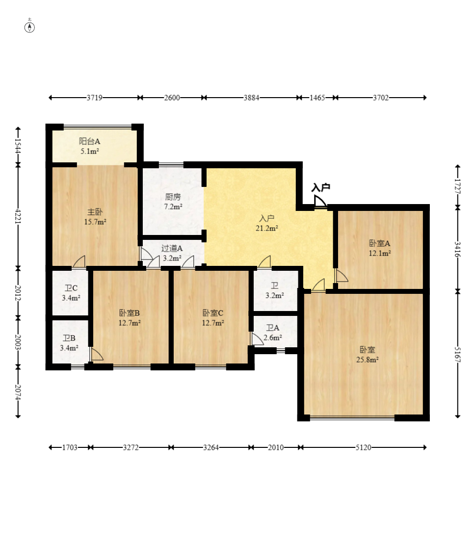 楚天世纪城东苑  3室2厅2卫    68.0万 楚天世纪城东苑  3室2厅2卫    68.0万户型图