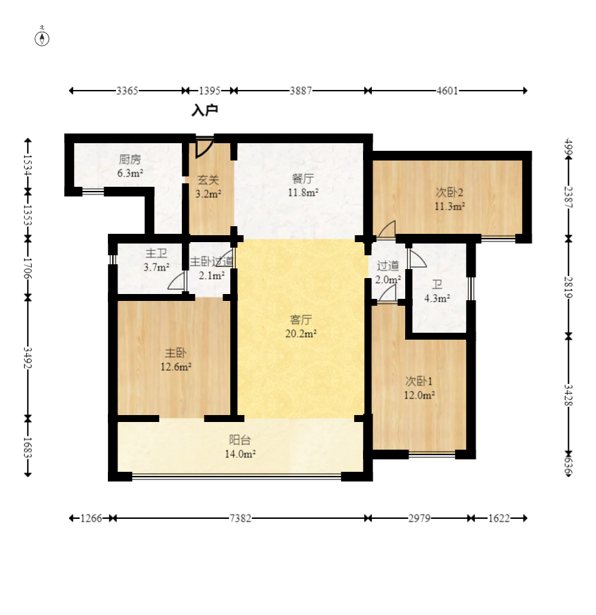 嘉宇北部湾BC区 3室2厅2卫 85.0万 嘉宇北部湾BC区 3室2厅2卫 85.0万户型图