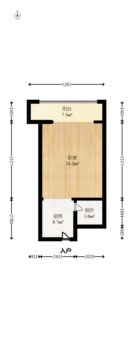 阳光100三期  1室1厅1卫   33.00万室内图1