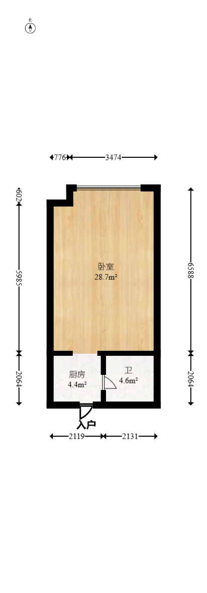 德思勤城市广场(宝格丽公寓) 1室1厅1卫 35.0万 德思勤城市广场(宝格丽公寓) 1室1厅1卫 35.0万户型图