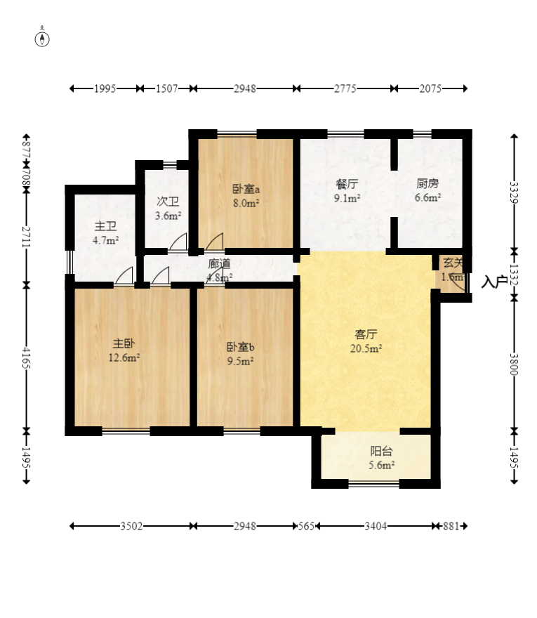 中冶中央公园  3室2厅2卫   130.00万室内图1
