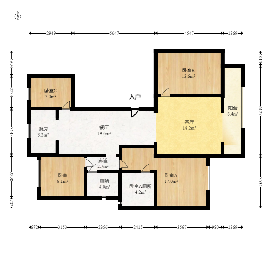 建发电建江山悦  4室2厅2卫   158.00万室内图1