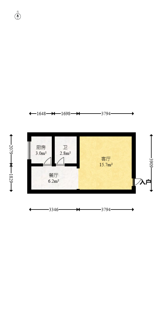爱都(IDO) 1室1厅1卫 46.0万 爱都(IDO) 1室1厅1卫 46.0万户型图