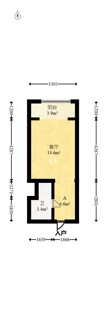 华润五彩城  1室1厅1卫    20.0万
