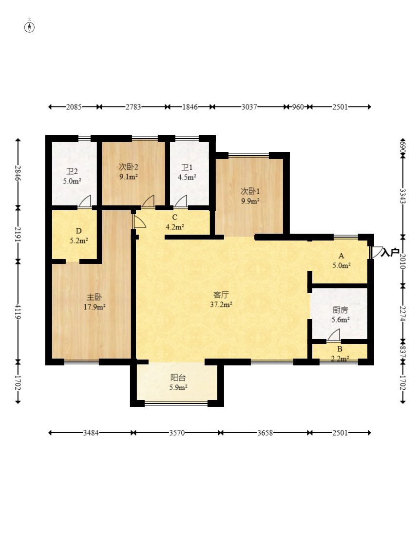 华润凤凰城三期 3室2厅1卫 86.8万 华润凤凰城三期 3室2厅1卫 86.8万户型图