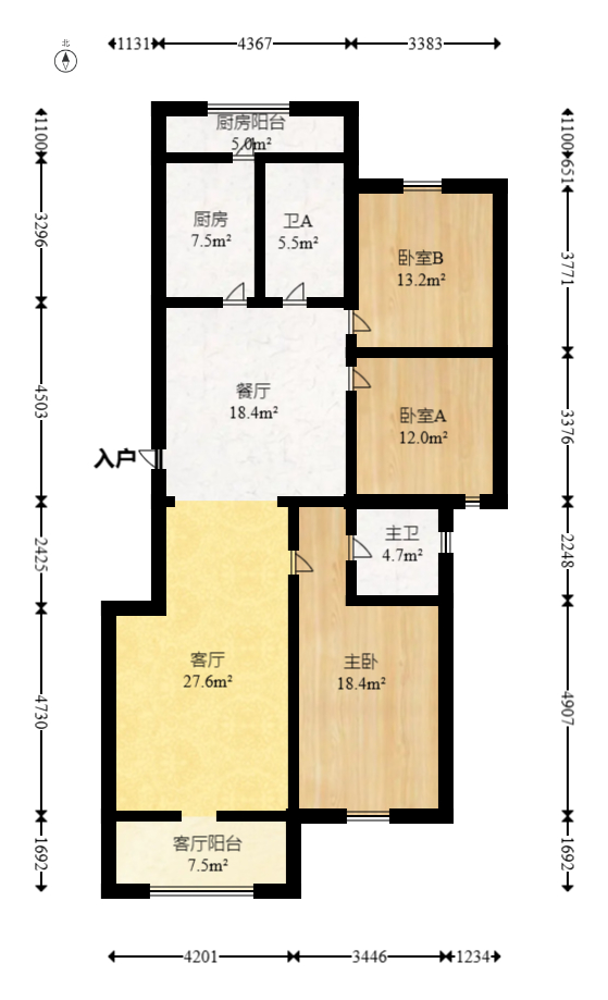 芙蓉别墅山庄（嘉湘华庭）  3室2厅2卫   175.00万室内图1