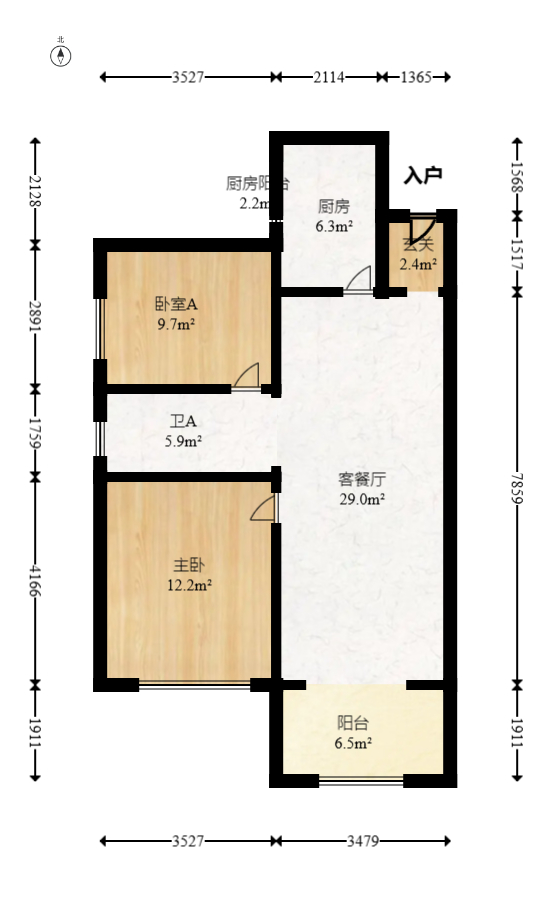 钰龙天下二期（钰龙佳园）  2室2厅1卫   235.00万室内图1