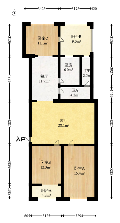 彭家井散盘  2室2厅1卫    90.0万室内图1